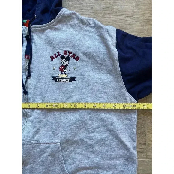Vintage 90s Disney Mickey Mouse Unlimited All Star League Full Zip Hoodie Sz L - Picture 9 of 12